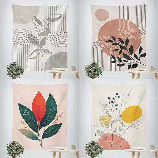 ins style abstract plant illustration tapestry Morandi bedroom decorative cloth cafe art background wall cloth